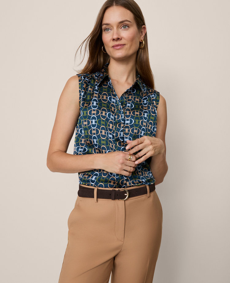 Chain Link Print Sleeveless Shirt