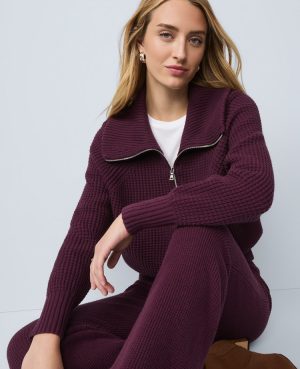 Weekend Collection Half-Zip Waffle Sweater