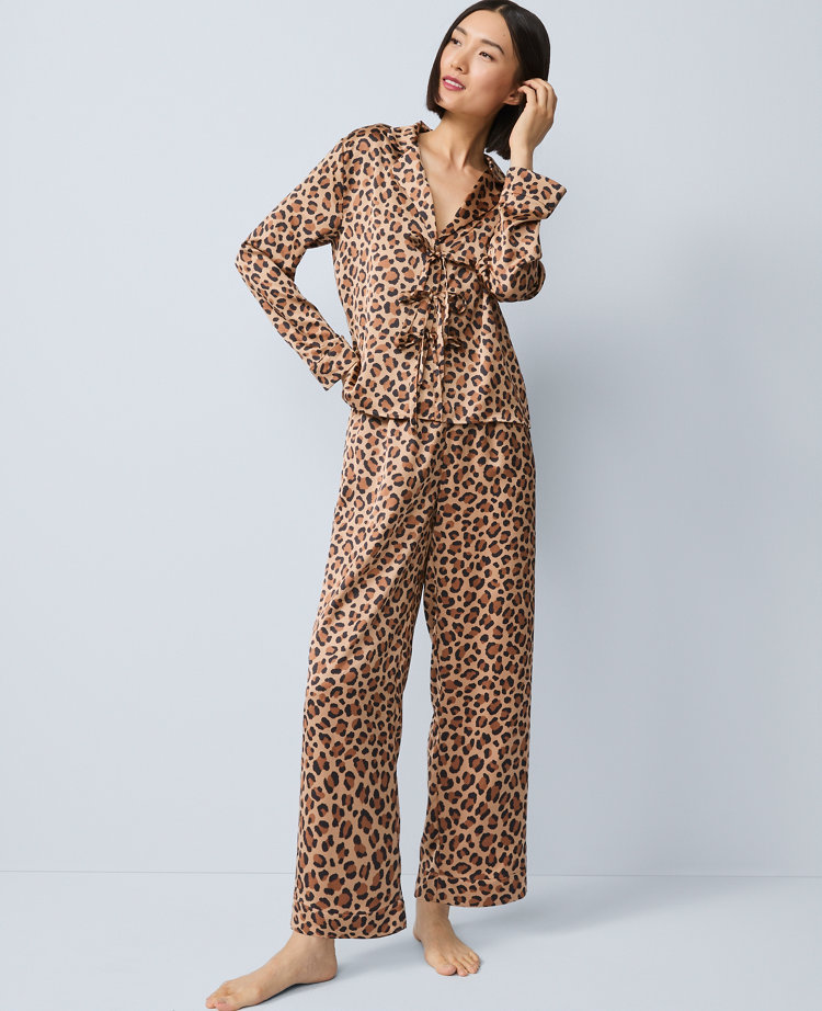Satin Tie Front Pajama Set