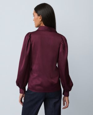 Satin Blouson Sleeve Blouse