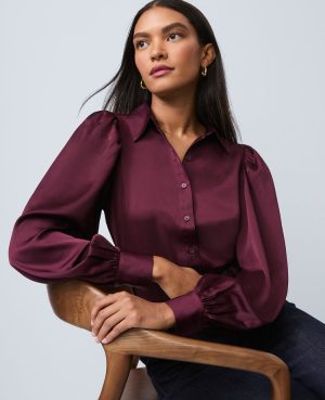 Satin Blouson Sleeve Blouse