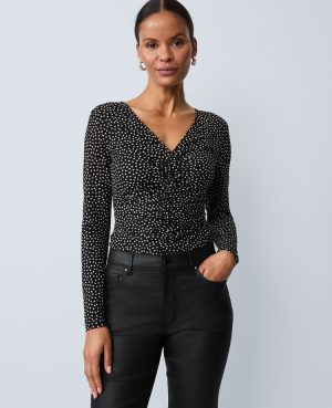 Dotted V-Neck Top