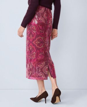 Petite Sequin Paisley Column Midi Skirt