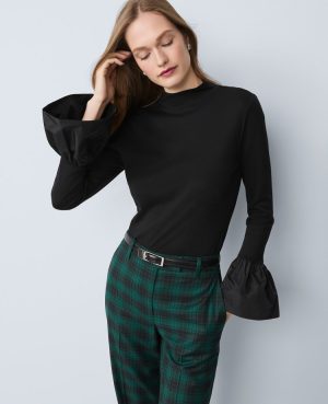 Petite Taffeta Trim Top