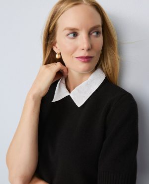 Petite Lace Collar Sweater Tee