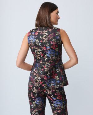 Floral Jacquard Crew Neck Top