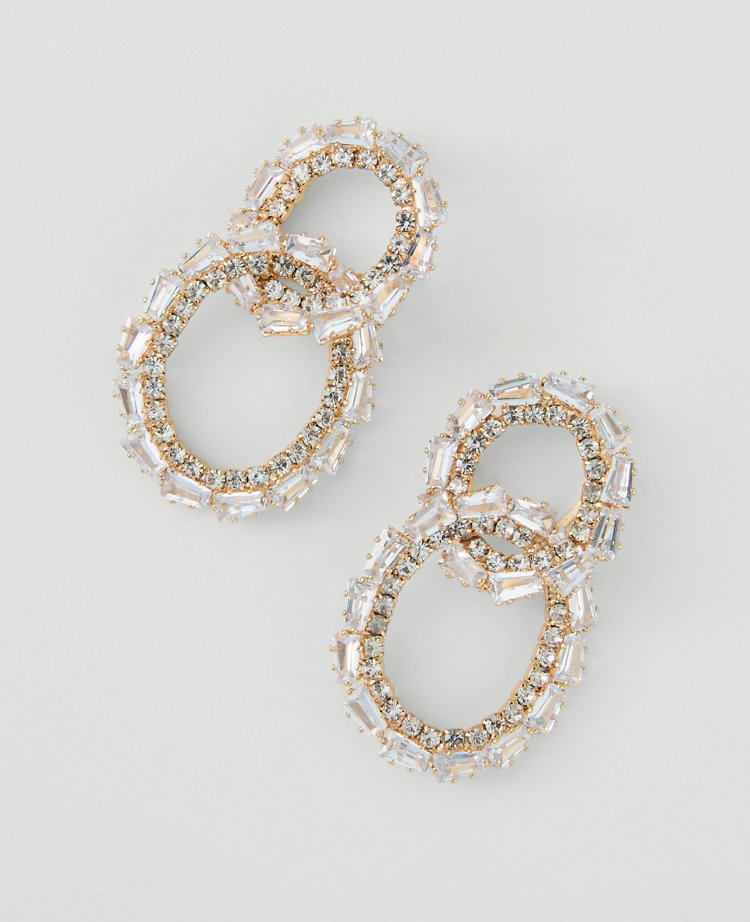 Double Loop Crystal Stud Earrings