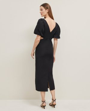 Linen Blend Cutout Dress