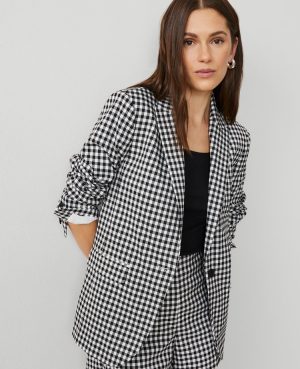 The Petite Longline Blazer in Gingham