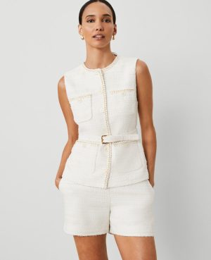 Petite Tweed Belted Vest