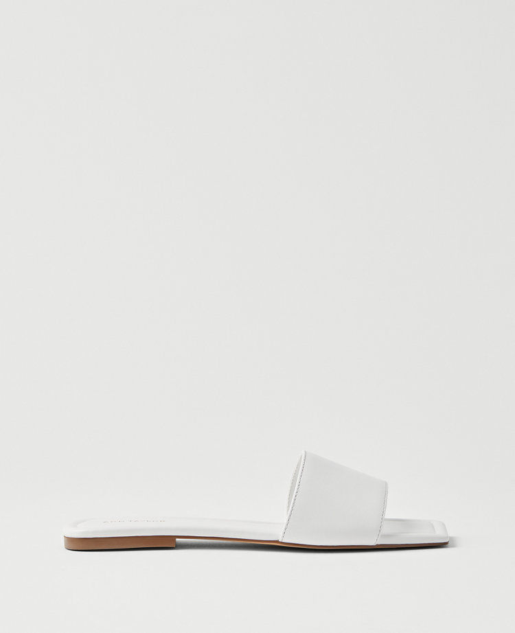Leather Single Strap Slide Sandals