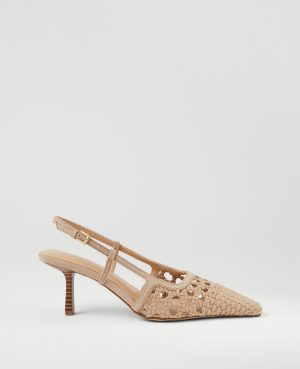 Woven Nip Toe Slingback Pumps