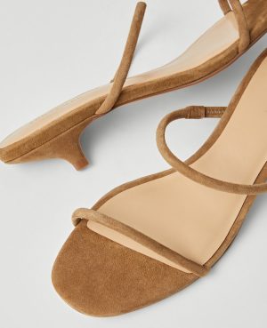 Double Strap Suede Kitten Heel Mule Sandals