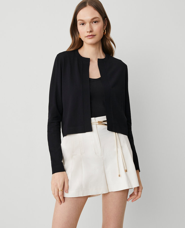 Petite Cropped Open Cardigan