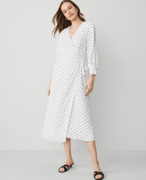 Dotted Wrap Midi Dress