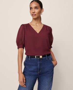 Puff Sleeve V-Neck Popover