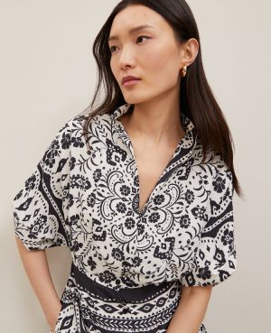 Petite Tiled Satin Button Dress