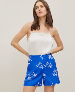 The Petite Side-Zip Short in Floral Linen Blend