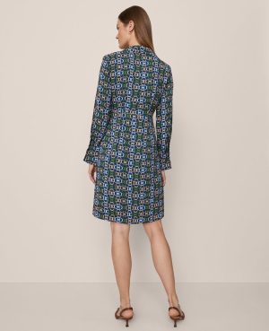 Chain Link Collared Wrap Shirtdress