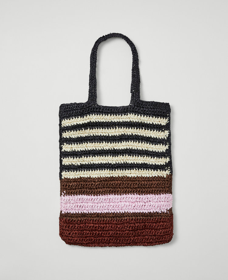 Weekend Collection Striped Raffia Tote Bag
