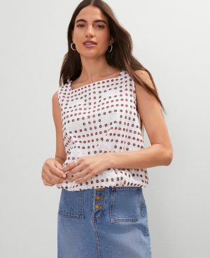 Petite Weekend Collection Eyelet Bubble Hem Top