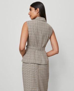 Belted Vest in Plaid