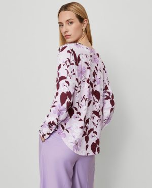 Floral Mixed Media Pleat Front Top