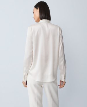 Petite Embellished Satin Essential Shirt
