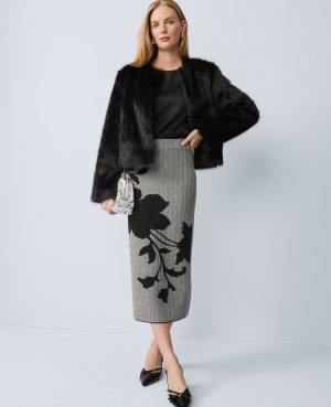 Petite Faux Fur Crew Neck Jacket