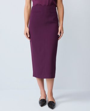 Petite Fluid Crepe Pocket Midi Skirt