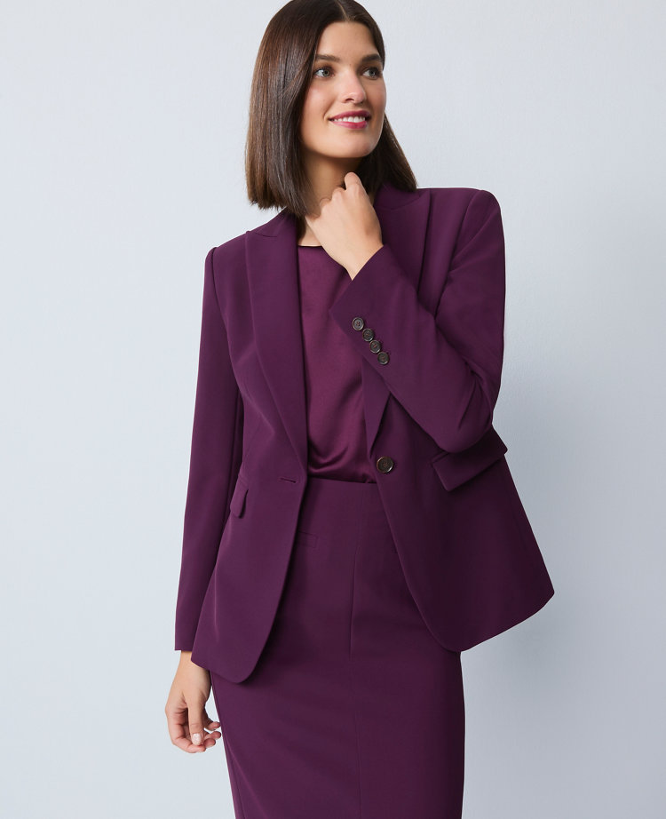Petite Fluid Crepe Fitted Long Blazer
