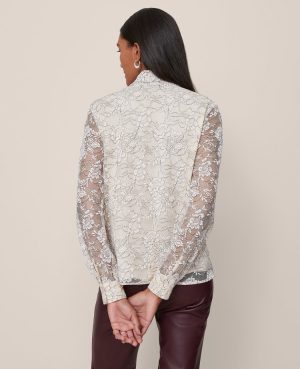 Lace Tie V-Neck Popover