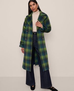 Plaid Trench Coat