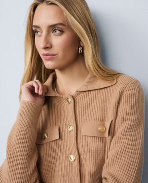 Weekend Collection Faux Fur Trim Ribbed Jacket