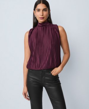Petite Mock Neck Bubble Hem Top