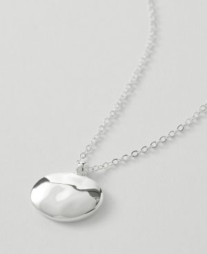 Textured Metal Disc Pendant Necklace