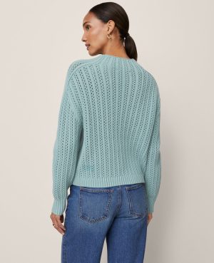 Petite Pointelle Mock Neck Sweater