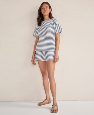 Haven Well Within Cotton Blend Textured Stripe Shorts