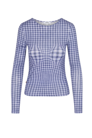 LONG SLEEVE TOP – NAVY WARPED PLAID