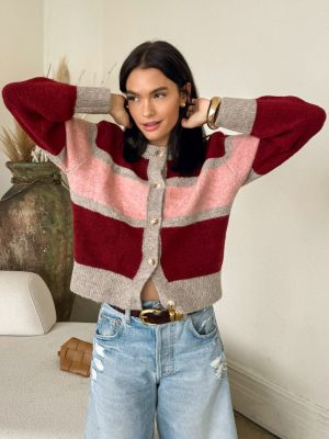 Octavia Button Down Sweater in Burgundy