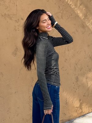Between the Lines Stripe Turtle Neck