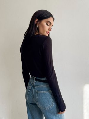 Calla Ribbed Top in Black