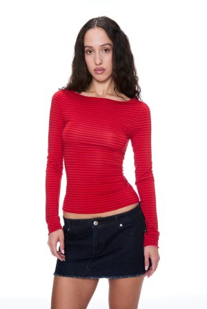 AMELIA TOP – RED STRIPE